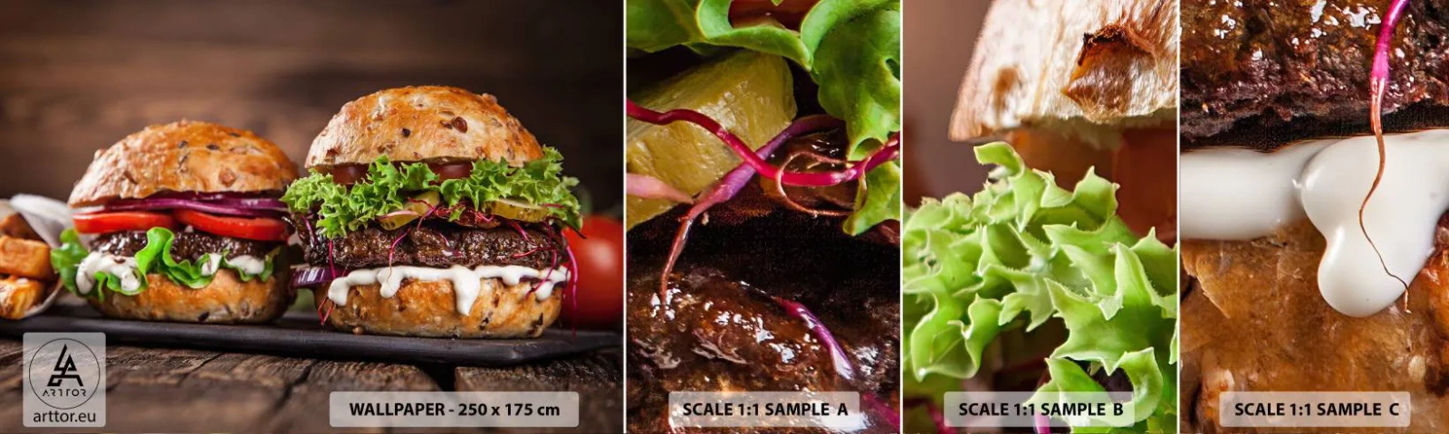 Campione Di Fotomurale Standard Eco - American dream - Gastronomia, Hamburger, Culinario - 100x30 cm