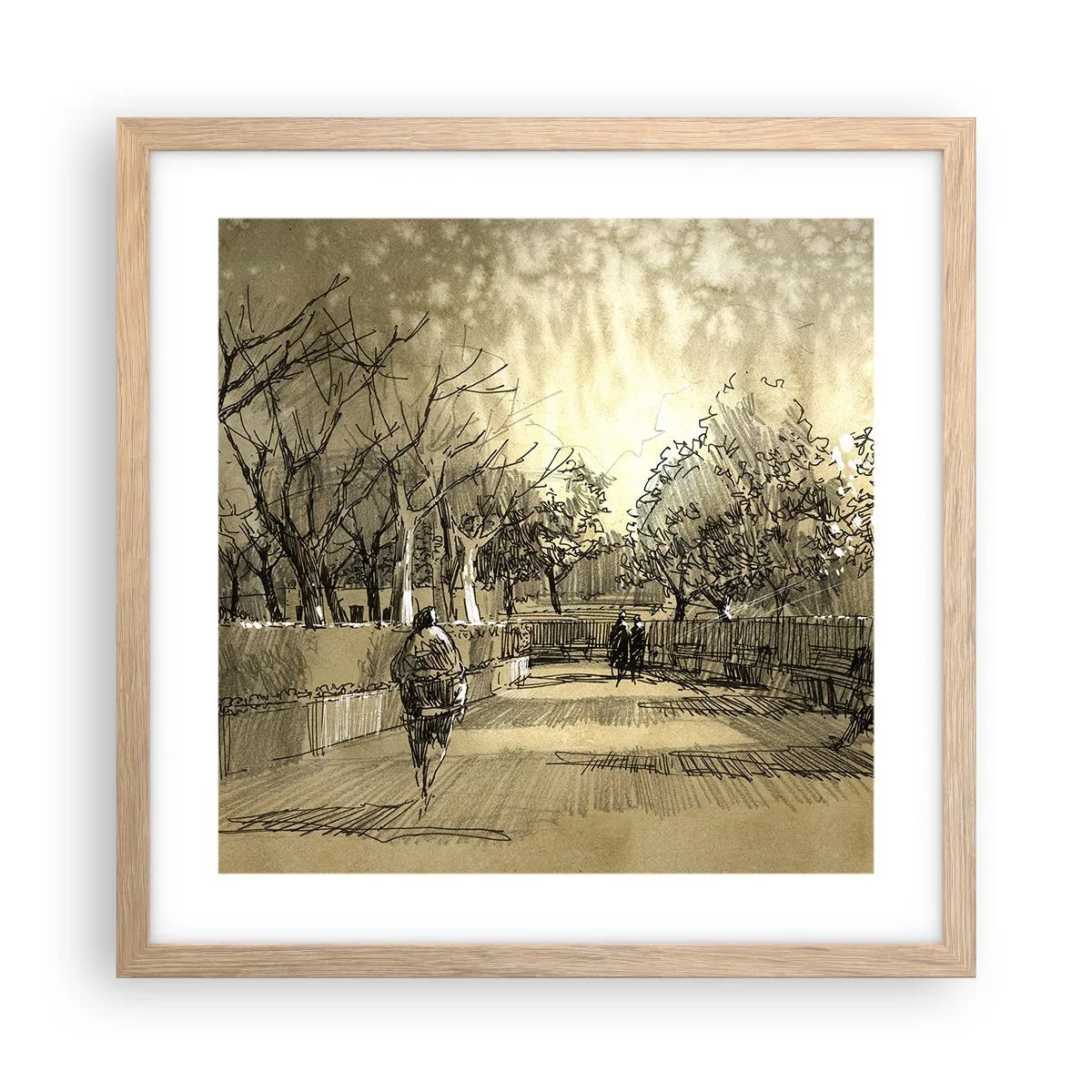 Poster in cornice rovere chiaro - Attimo fermato con la penna - 40x40 cm
