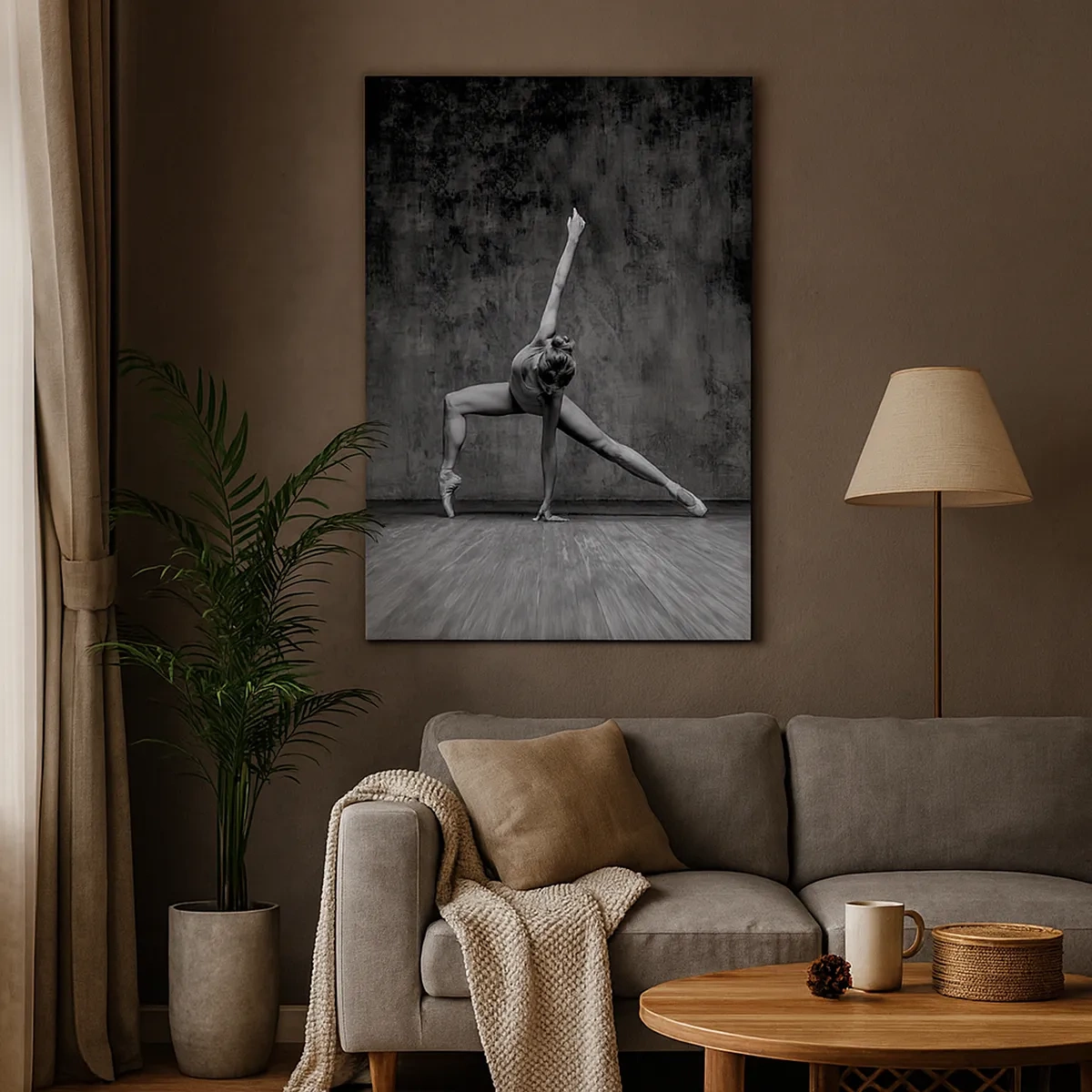 Quadro su tela - Stampe su Tela - Una ballerina in posa artistica contro un muro grezzo - 50x70cm - Ideale di equilibrio - Decorazione murale moderna per soggiorno e camera da letto ARTTOR