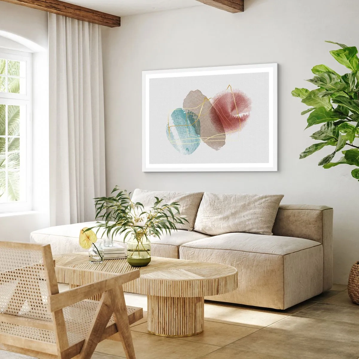 Poster in cornice bianca - Coralli dello spazio - 100x70 cm