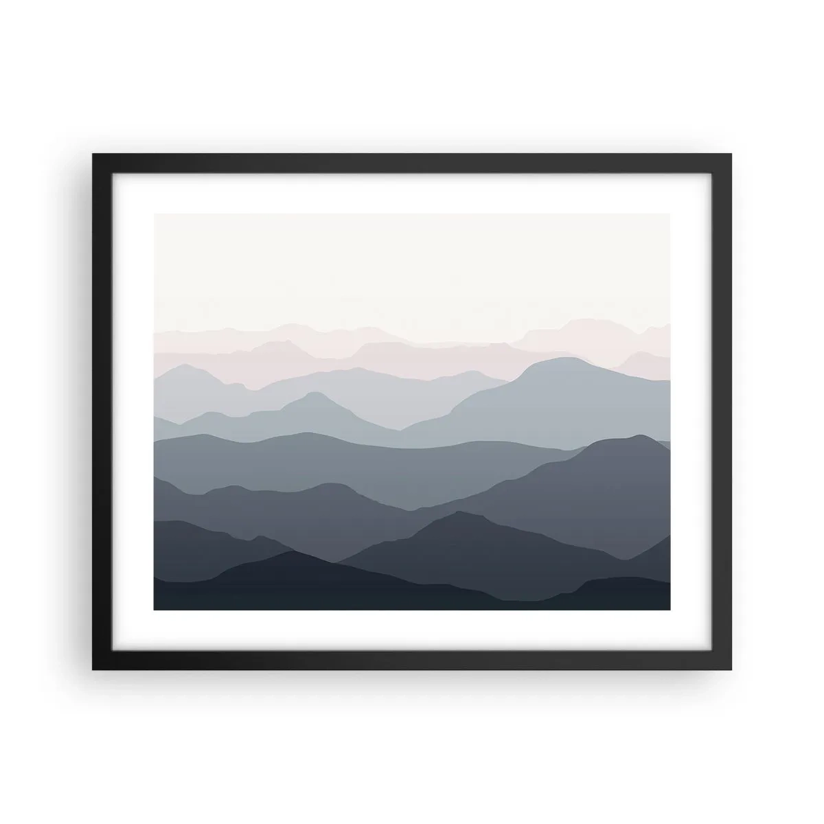 Poster in cornice nera - Le onde dei monti - 50x40 cm