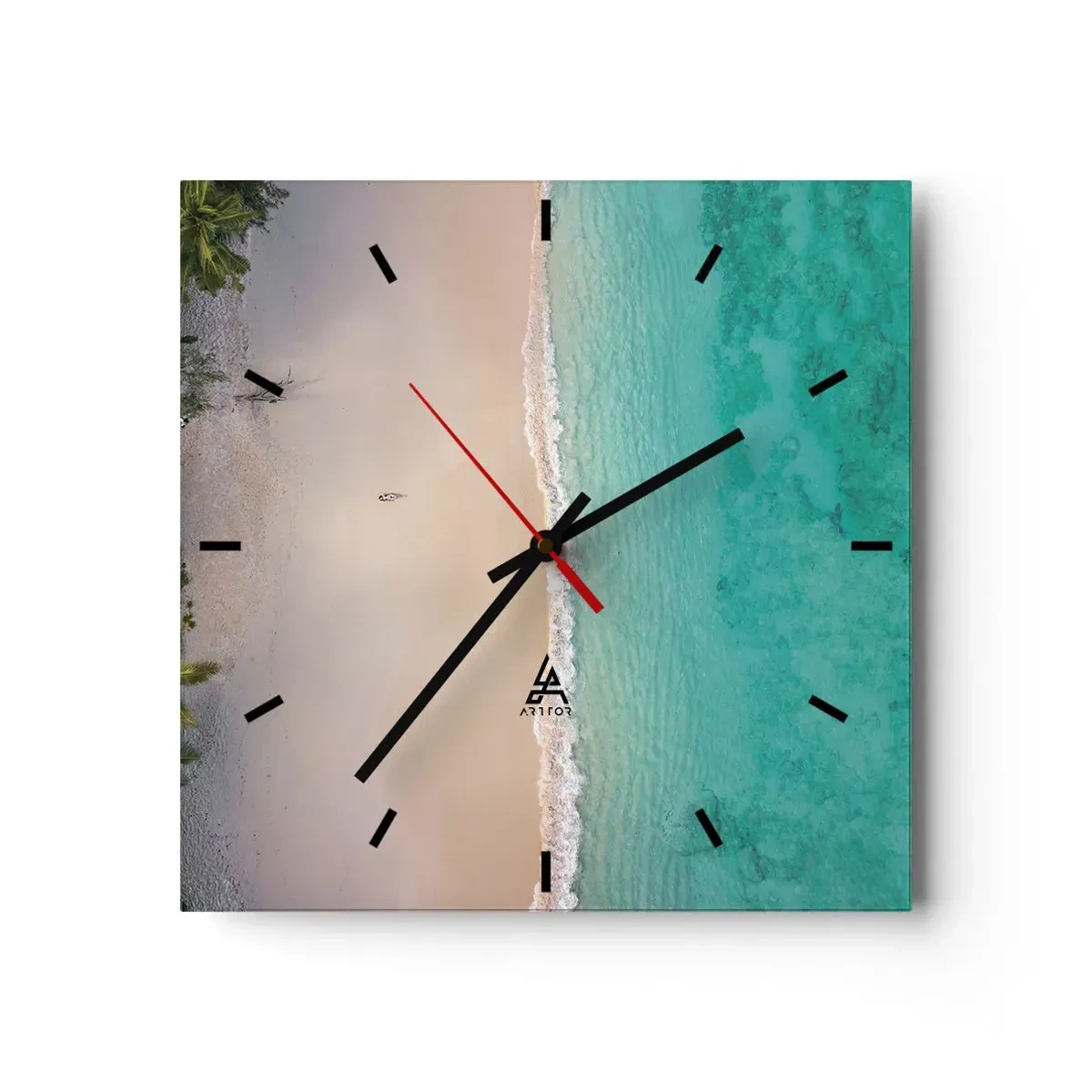 Orologio da parete - Orologio in Vetro - Spiaggia del paradiso - 40x40 cm