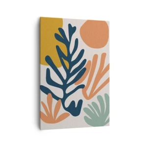 Quadro su tela - Stampe su Tela - Foglie colorate in stile astratto - 70x100cm - Mare di coralli - Decorazione murale moderna per soggiorno e camera da letto ARTTOR