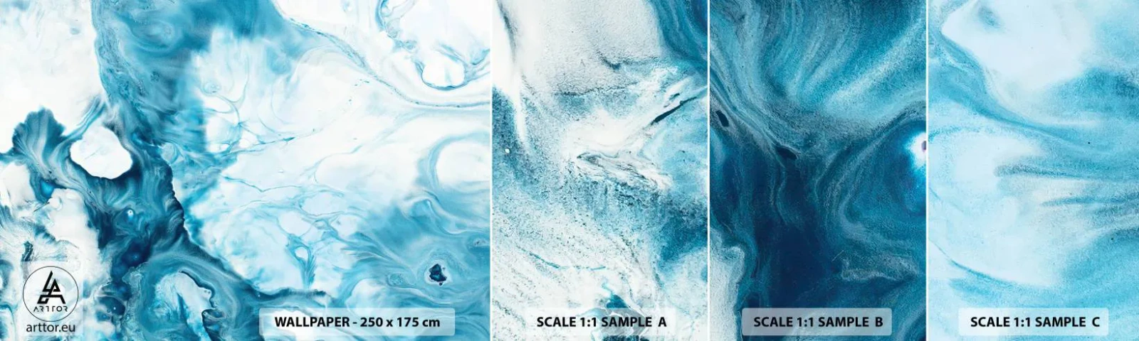 Campione di Fotomurale Adesivo Deluxe Sticker - Concerto di blu - Astrazione, Pezzo, Arte Moderna - 100x30 cm