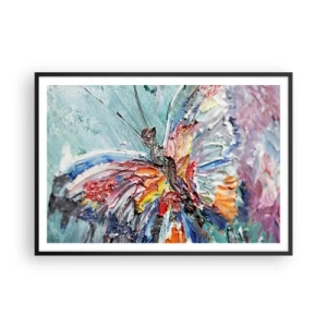 Poster in cornice nera - Farfalla colorata in impasto su sfondo pastello - 100x70cm - Dipinto dalla natura - Decorazione murale moderna per soggiorno e camera da letto ARTTOR