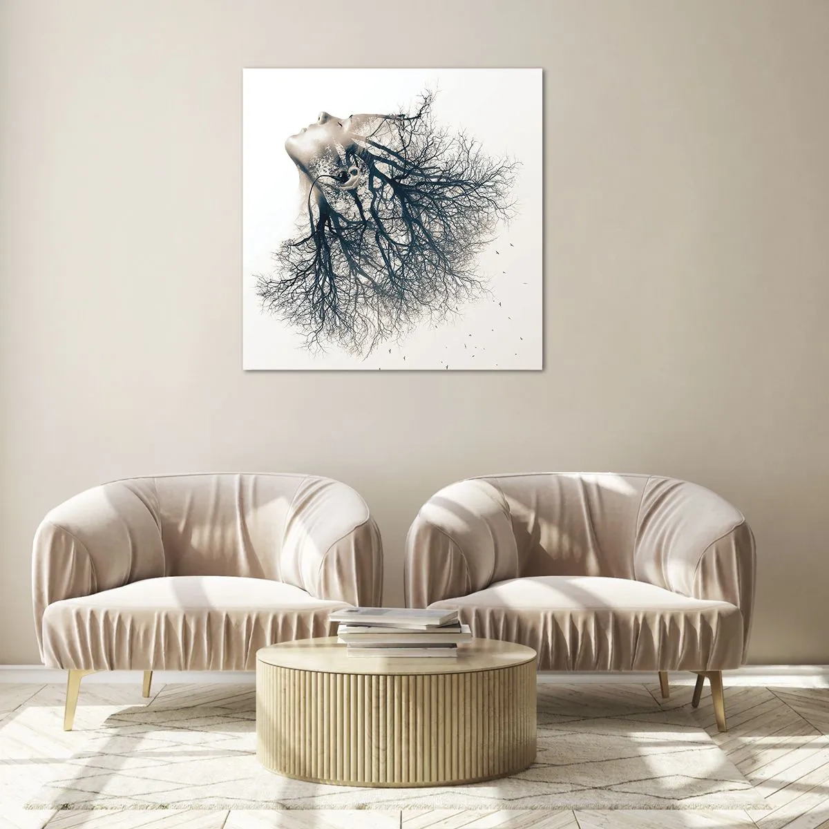 Quadro su vetro - In ascolto del sussurro dell'albero - 70x70 cm