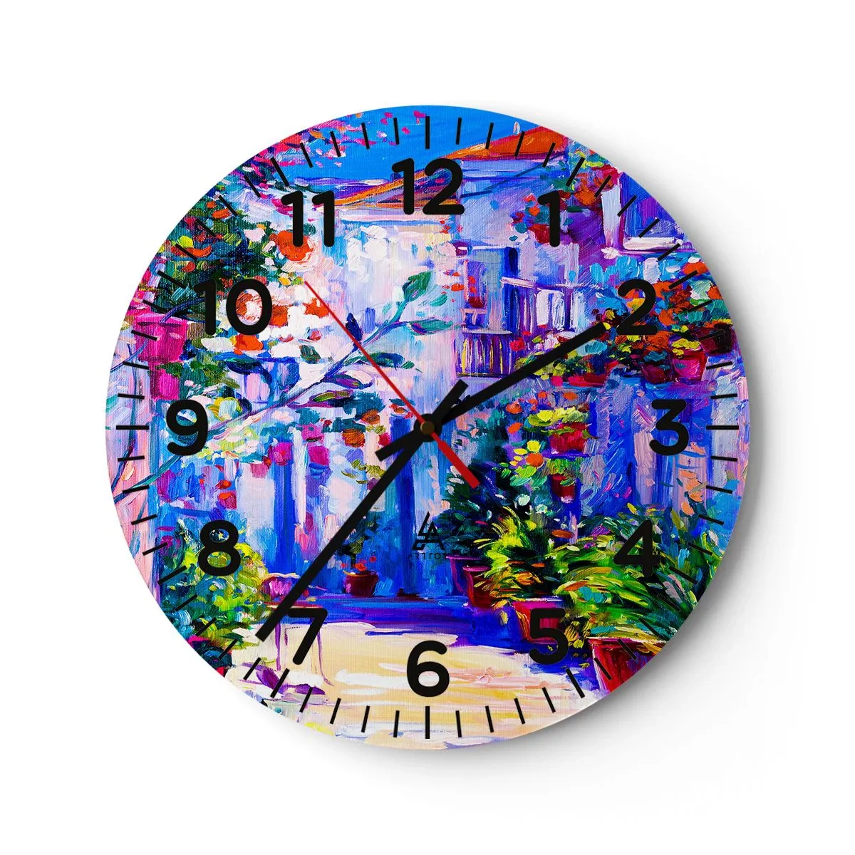 Orologio da parete - Orologio in Vetro - Impressionismo: stradina italiana - 30x30 cm