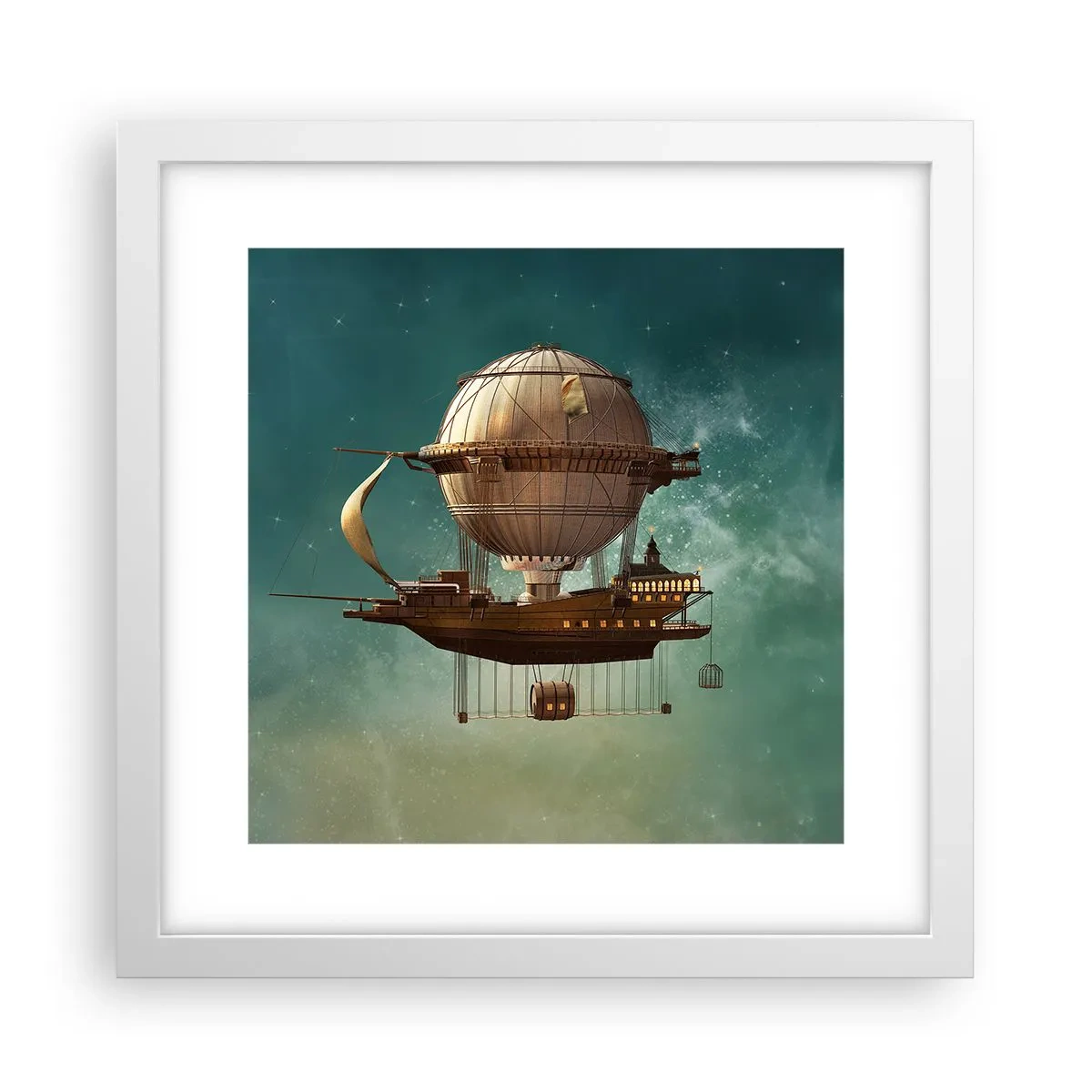 Poster in cornice bianca - Saluti da Jules Verne - 30x30 cm