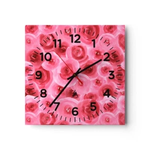 Orologio da parete - Orologio in Vetro - Rose in alto e in basso - 40x40 cm