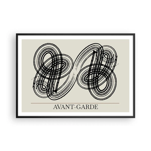 Poster in cornice nera - Linee nere astratte su sfondo chiaro in stile avanguardista. - 100x70cm - In tutta spontaneità - Decorazione murale moderna per soggiorno e camera da letto ARTTOR