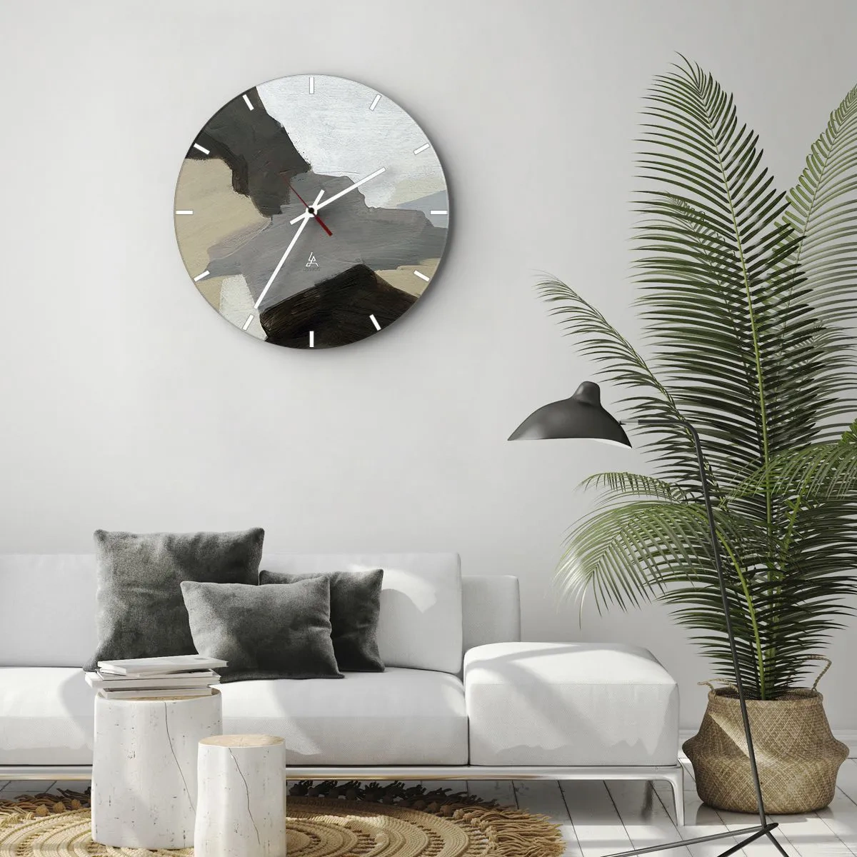 Orologio da parete - Orologio in Vetro - Astrazione: il crocevia del grigio - 30x30 cm