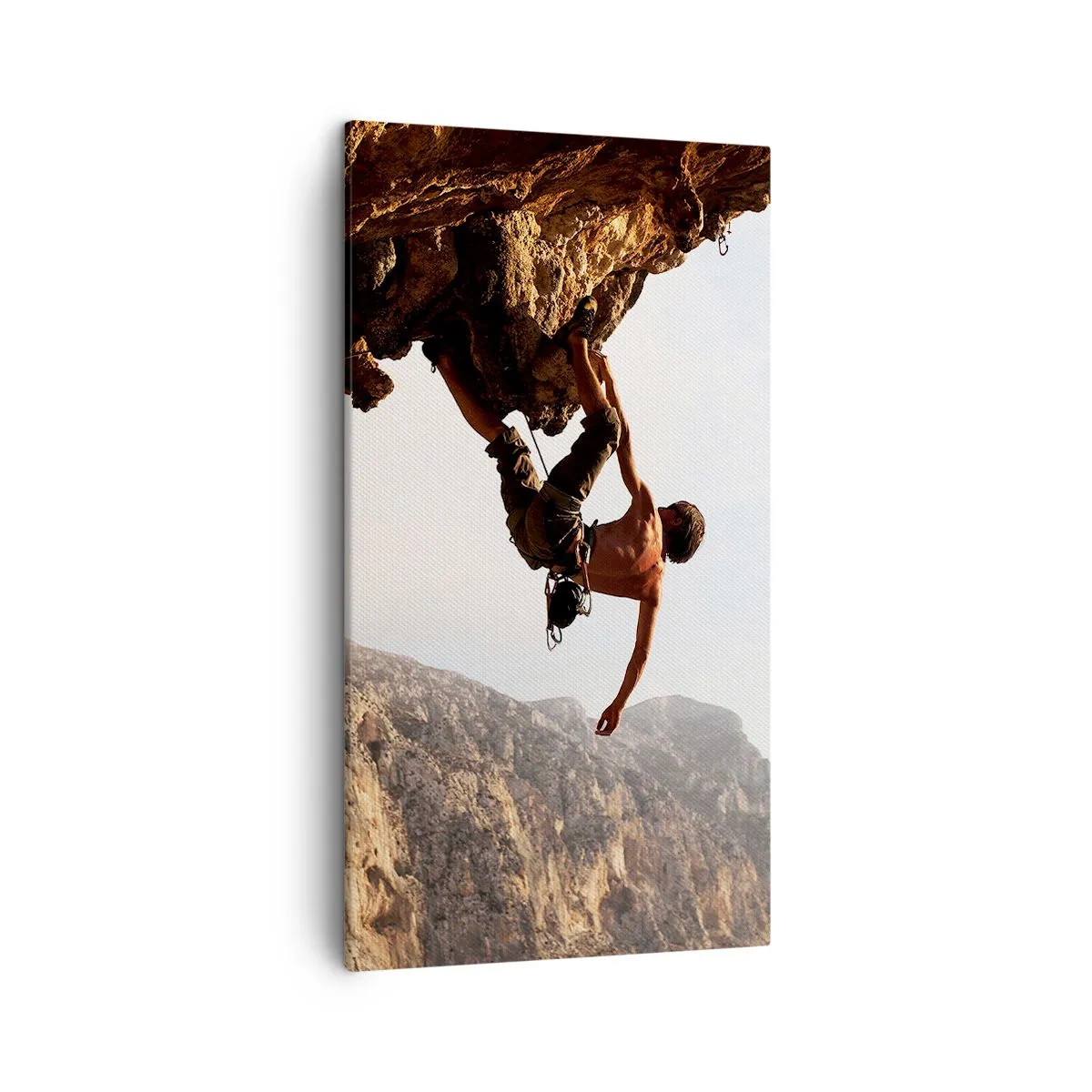 Quadro su tela - Stampe su Tela - Il mondo ristretto in una mano sul bordo del masso - 45x80 cm
