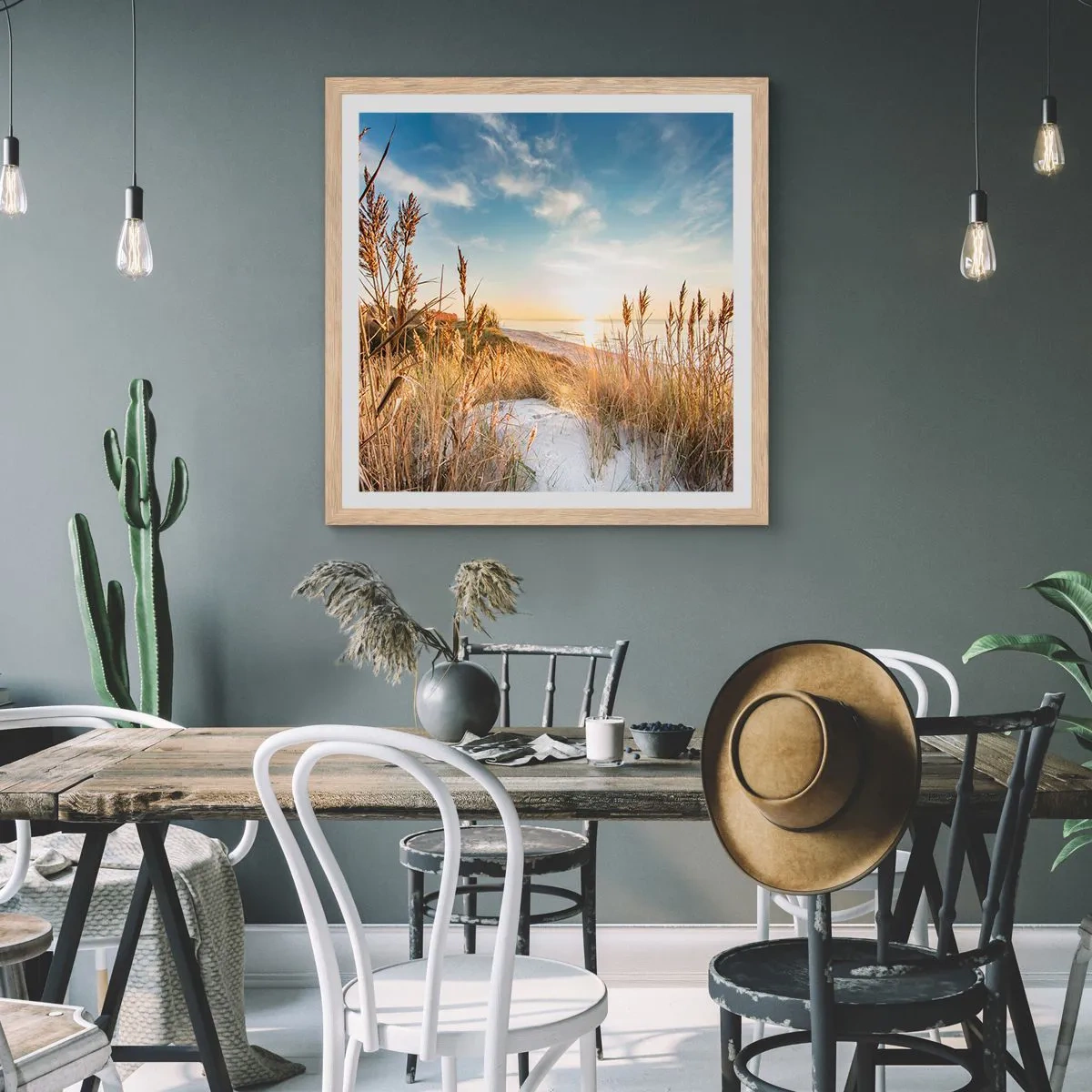 Poster in cornice rovere chiaro - Spiaggia del nord - 30x30 cm