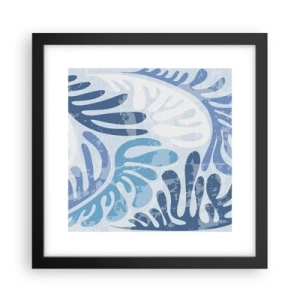 Poster in cornice nera - Felci blu - 30x30 cm