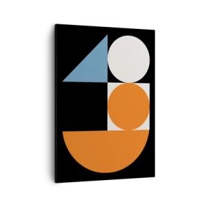 Quadro su tela - Stampe su Tela - Motivo geometrico con forme colorate su sfondo nero - 50x70cm - Composizione di figure - Decorazione murale moderna per soggiorno e camera da letto ARTTOR
