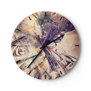 Orologio da parete - Orologio in Vetro - Composizione geometrica astratta nei toni del beige e del viola - 30x30cm - A gran velocità - Decorazione murale moderna per soggiorno, cucina e camera da letto ARTTOR