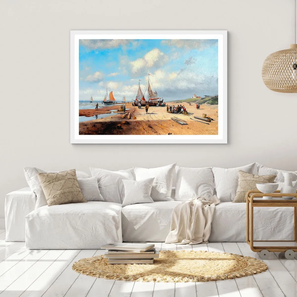 Poster in cornice bianca - Dopo una buona pesca - 50x40 cm