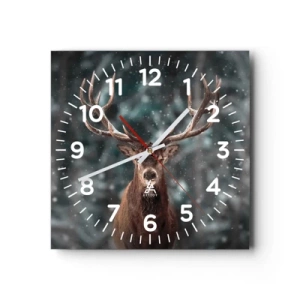 Orologio da parete - Orologio in Vetro - Il re del bosco incoronato - 30x30 cm