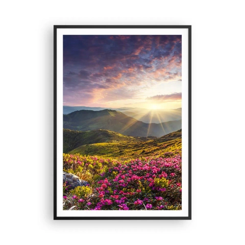 Poster in cornice nera - La freschezza di un mattino sui monti - 70x100 cm