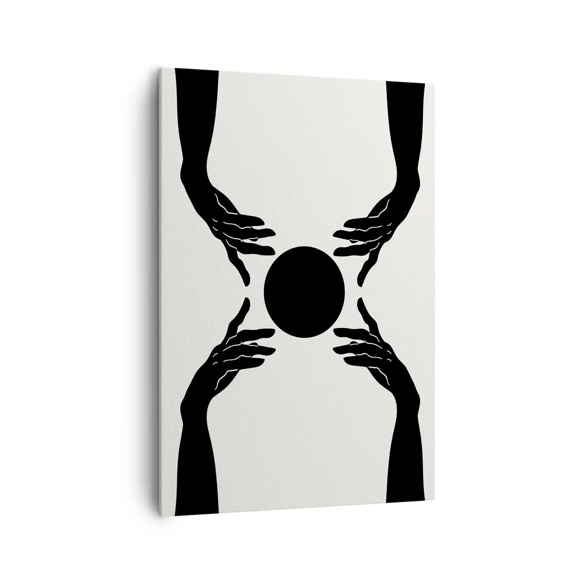 Quadro su tela - Stampe su Tela - Mani nere in una composizione simmetrica con una palla - 70x100cm - Segno misterioso - Decorazione murale moderna per soggiorno e camera da letto ARTTOR