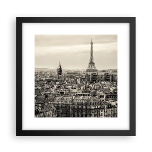 Poster in cornice nera - Sui tetti di Parigi - 30x30 cm