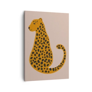 Quadro su tela - Stampe su Tela - Un disegno minimalista di una pantera su uno sfondo beige - 50x70cm - Il leopardo è un motivo di moda - Decorazione murale moderna per soggiorno e camera da letto ARTTOR