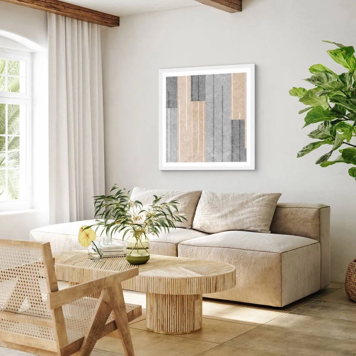 Poster in cornice bianca - Composizione: rigare dritto - 50x50 cm