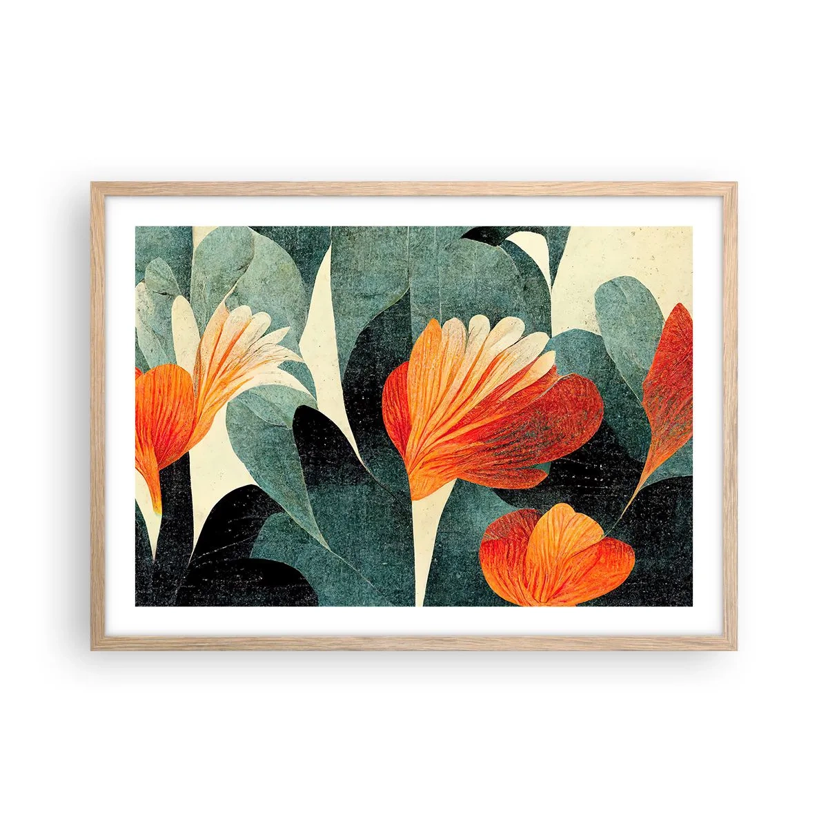 Poster in cornice rovere chiaro - Caldo dei tropici e fresco del verde - 70x50 cm
