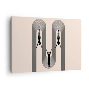 Quadro su tela - Stampe su Tela - Silhouette geometriche su sfondo beige - 70x50cm - Sottosopra - Decorazione murale moderna per soggiorno e camera da letto ARTTOR