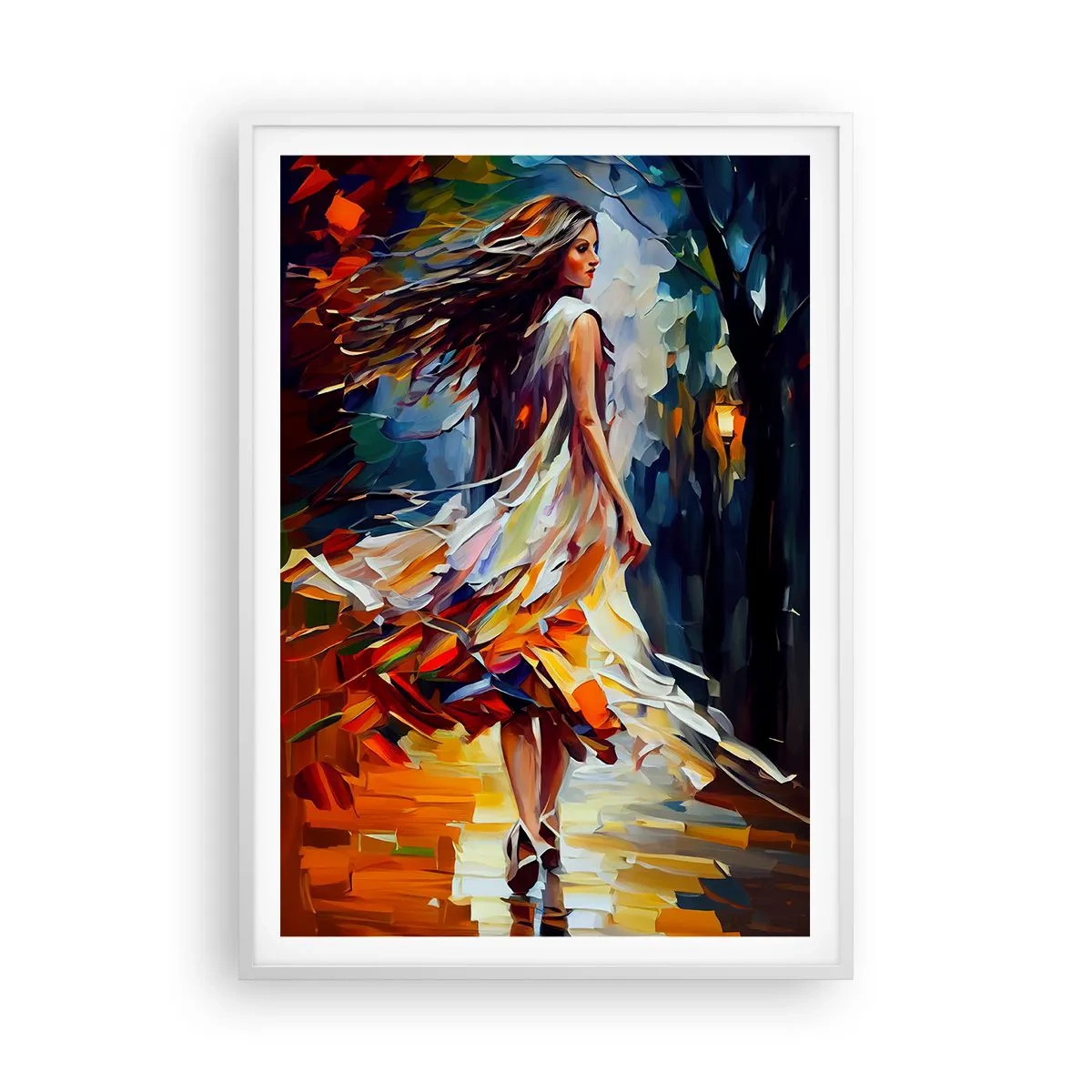 Poster in cornice bianca - Ragazza d'autunno - 70x100 cm