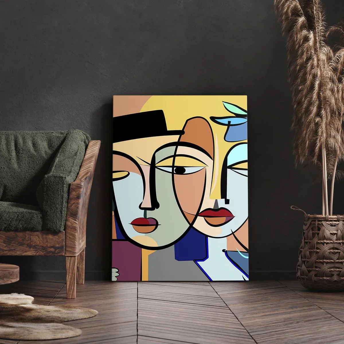 Quadro su tela - Stampe su Tela - Appuntamento in stile Picasso - 45x80 cm