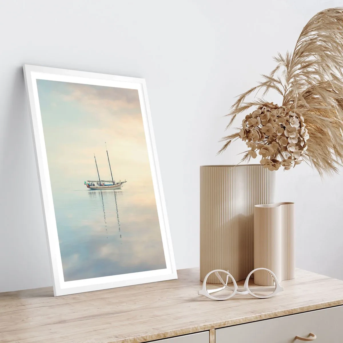 Poster in cornice bianca - Silenzio in mare - 61x91 cm