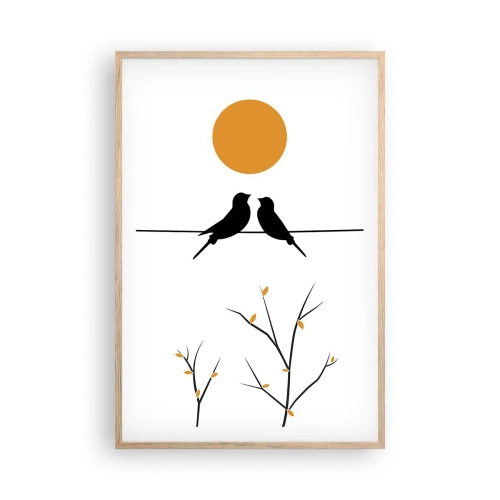 Poster in cornice rovere chiaro - Sera da usignoli - 61x91 cm