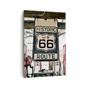 Quadro su tela - Stampe su Tela - Stazione di servizio storica della Route 66 - 70x100cm - Viaggio retro americano - Decorazione murale moderna per soggiorno e camera da letto ARTTOR