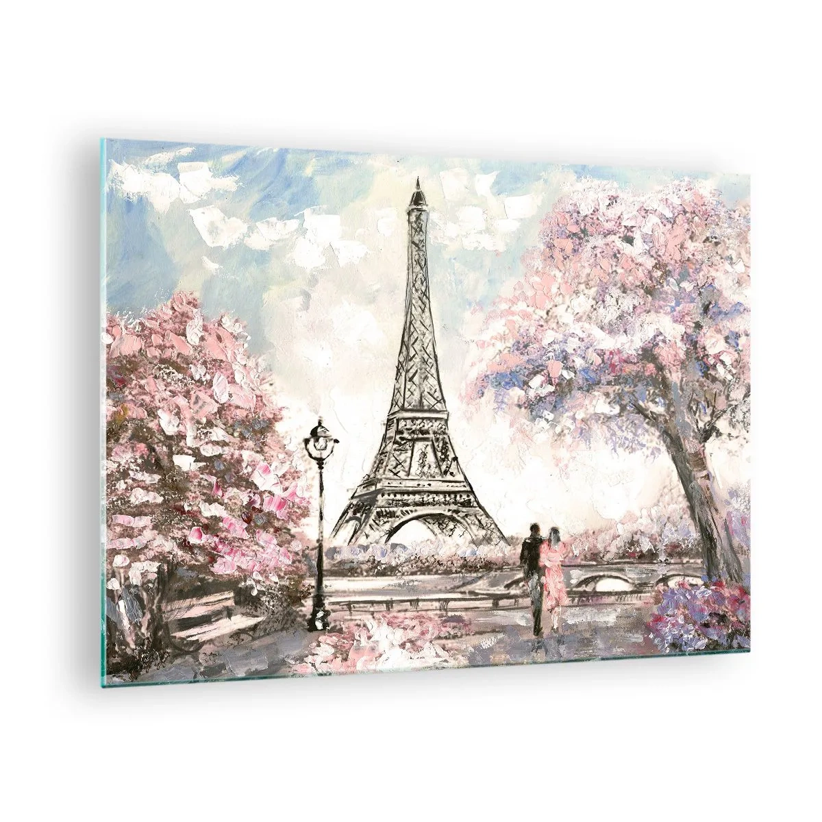 Quadro su vetro - Passeggiata a Parigi in aprile - 70x50 cm