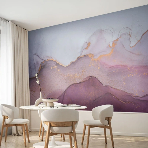 Fotomurale su misura Premium Sand - Onde di lilla e viola - Astrazione, Pezzo, Arte Moderna.