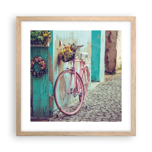 Poster in cornice rovere chiaro - Torno subito - 40x40 cm