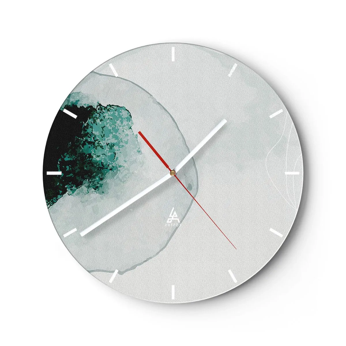 Orologio da parete - Orologio in Vetro - Una composizione artistica che ricorda una goccia d'acqua con vegetazione - 30x30cm - In una goccia d'acqua - Decorazione murale moderna per soggiorno, cucina e camera da letto ARTTOR