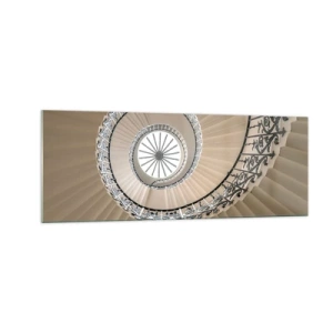 Quadro su vetro - Scala a chiocciola con elegante approccio geometrico - 140x50cm - Al centro della chiocciola - Decorazione murale moderna per soggiorno e camera da letto ARTTOR