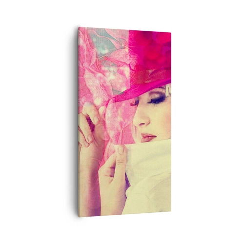 Quadro su tela - Stampe su Tela - Ritratto retro nei vapori di rosa - 55x100 cm