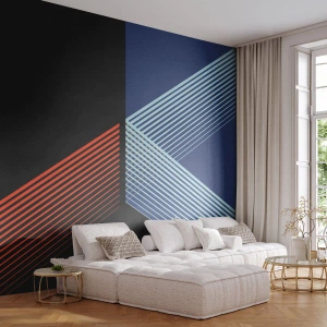 Fotomurali Standard Eco - Astrazione moderna con linee geometriche in colori scuri - 100x70cm - Una storia semplice - Decorazione murale moderna per soggiorno e camera da letto ARTTOR
