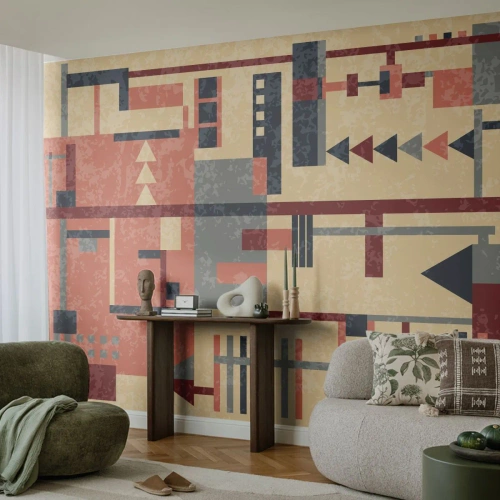 Fotomurali Autoadesivo Deluxe Sticker - Combinazione di orizzontali e verticali - Astrazione, Pezzo, Modello moderno - 350x256 cm