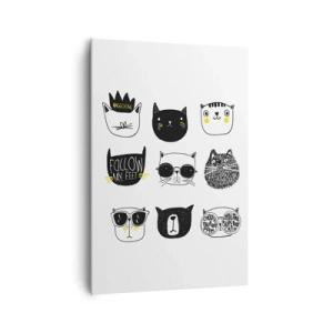 Quadro su tela - Stampe su Tela - Eleganti illustrazioni di gatti in stile minimalista - 70x100cm - Ognuno è diverso - Decorazione murale moderna per soggiorno e camera da letto ARTTOR