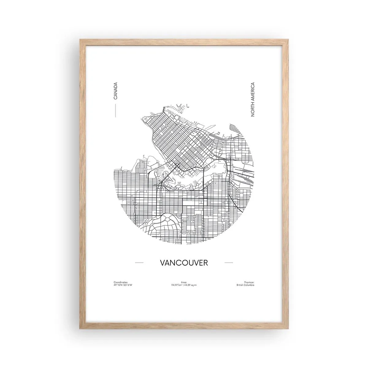 Poster in cornice rovere chiaro - Anatomia Vancouver - 50x70 cm