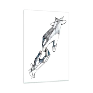 Quadro su vetro - Rappresentazione artistica di una mano in forma minimalista e geometrica - 80x120cm - Buon gesto - Decorazione murale moderna per soggiorno e camera da letto ARTTOR