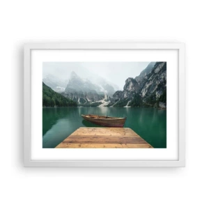 Poster in cornice bianca - E attorno le fiere rocce - 40x30 cm