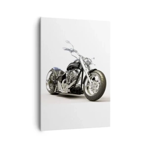 Quadro su tela - Stampe su Tela - Elegante motocicletta nera su sfondo bianco - 70x100cm - Potenza e carattere - Decorazione murale moderna per soggiorno e camera da letto ARTTOR