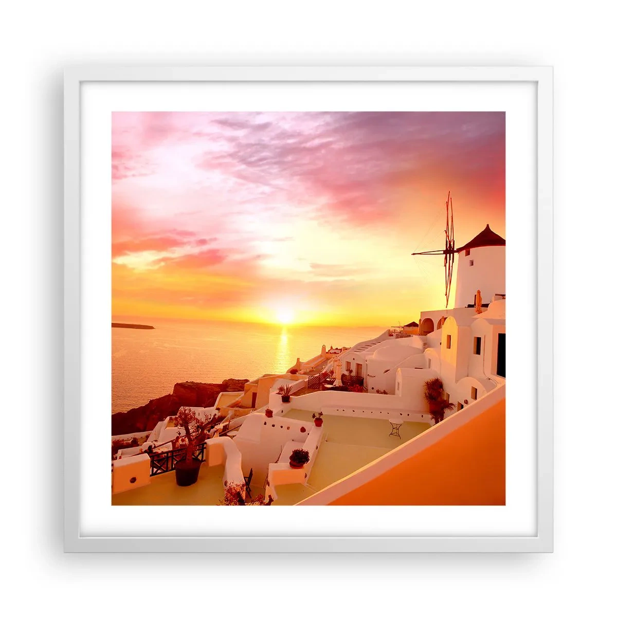 Poster in cornice bianca - Sciogliersi nel bianco e nell'oro - 50x50 cm