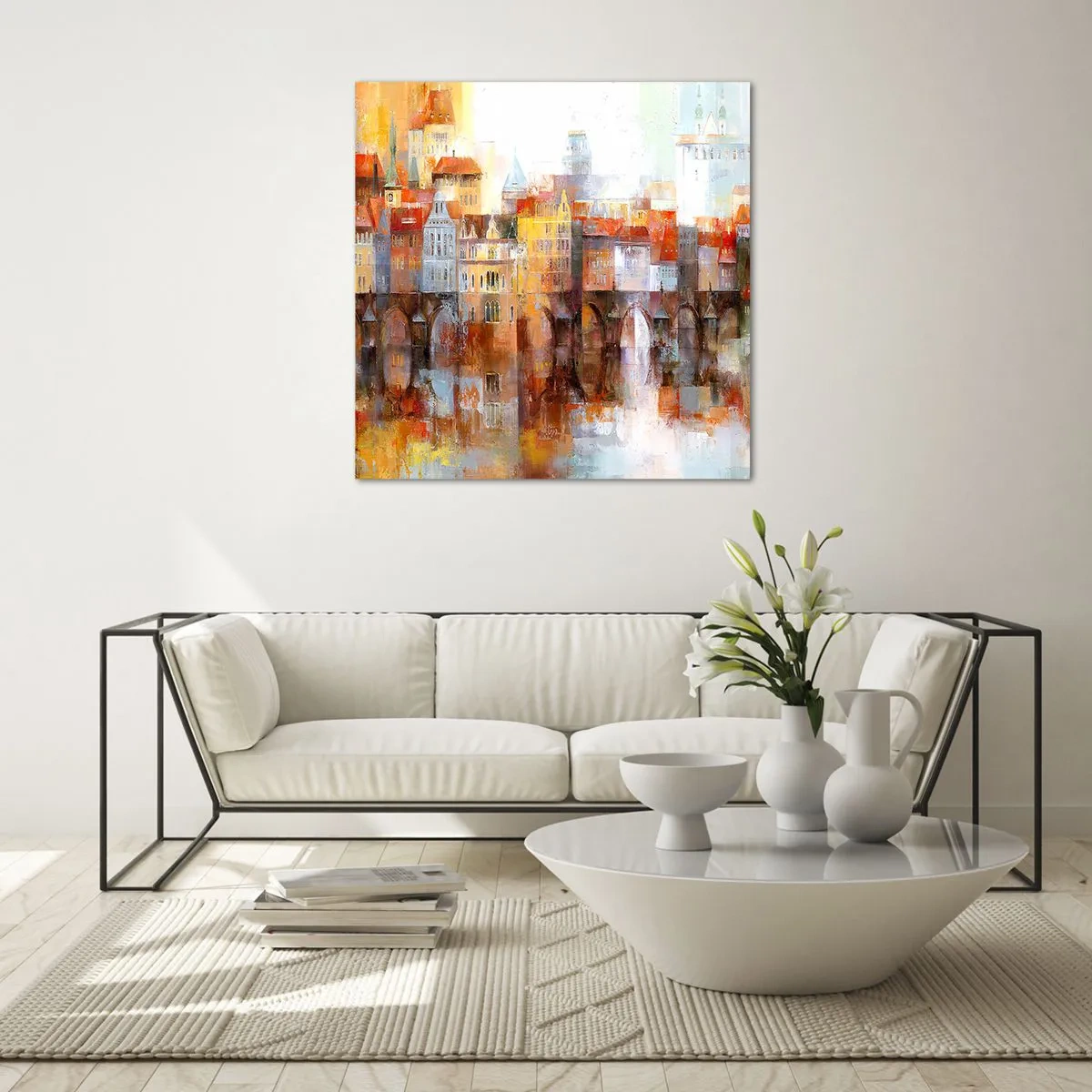 Quadro su vetro - Anche sotto il ponte è bello - 60x60 cm