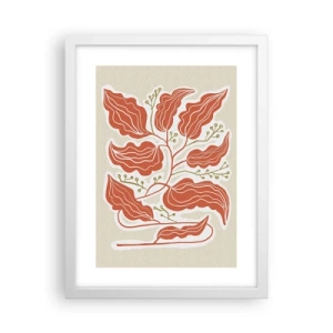 Poster in cornice bianca - Folklore color corallo - 30x40 cm